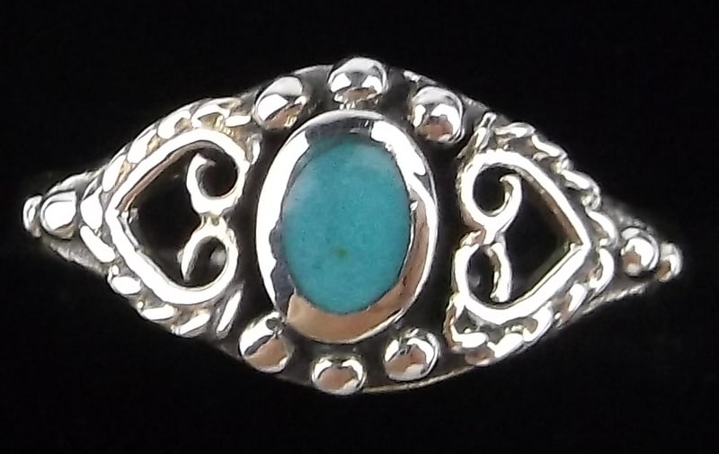 New Thick Sterling Silver Turquoise Ring 6 (1 of 2)