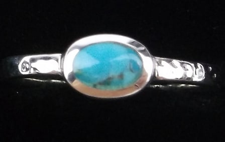 New Thick Sterling Silver Turquoise Ring 5.5
