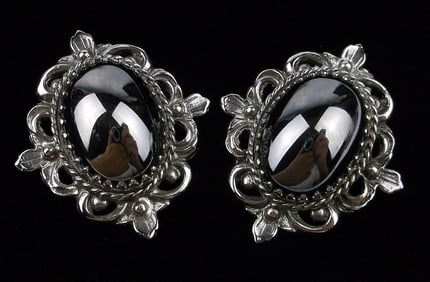 Mint Vintage 1950s Whiting Davis Hematite Earrings