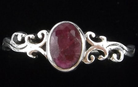 New Sterling Silver Ruby Ring 7.5