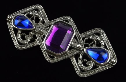 Big Mint Vintage 1960s Designer Rhinestone Long Brooch