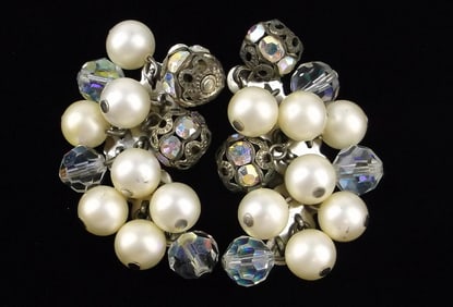 Mint vintage 1950s Judy Lee Crystal Long Earrings