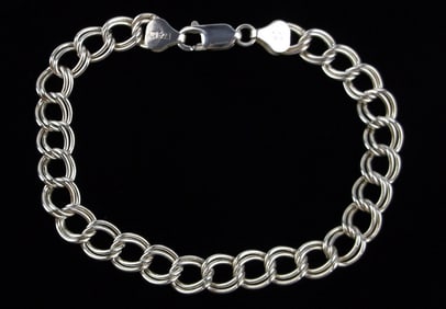 Mint Vintage Thick Italian Sterling Silver Chain Bracelet 8"