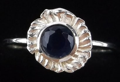 New Sterling Silver Blue Chalcedony Flower Ring 6