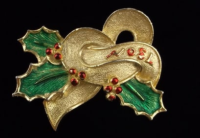 Stunning Vint 1960s Gerrys Noel Christmas Brooch Enameled