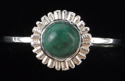 New Sterling Silver Malachite Sun Ring 7