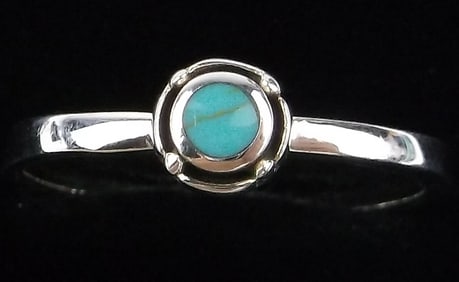 New Thick Sterling Silver Turquoise Ring 7.5