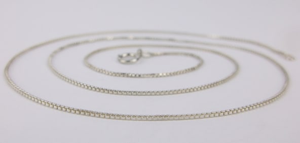Mint Vintage Italian Sterling Silver Box Chain Necklace 18.5"