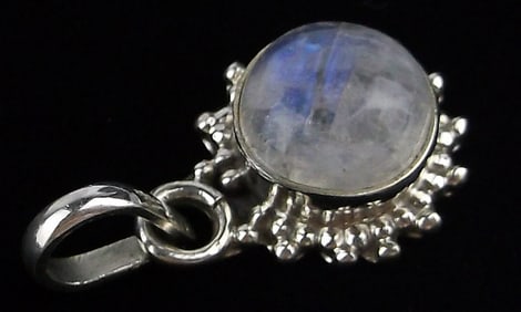 New Sterling Silver Moonstone Pendant Very Shiny