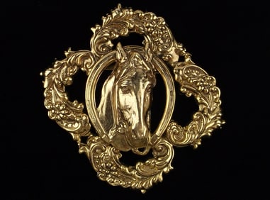 Mint Big Vintage 1960s Repousse Horse Brooch