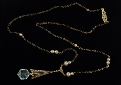 Stunning Antique 1920s Art Deco Drop Necklace 18"