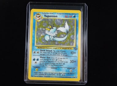 Vintage 1999 Pokemon WOTC Vaporeon Rare Holo Card Jungle