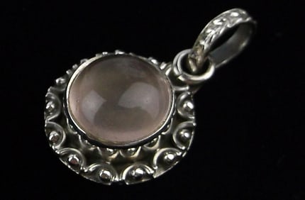 New Sterling Silver Rose Quartz Pendant