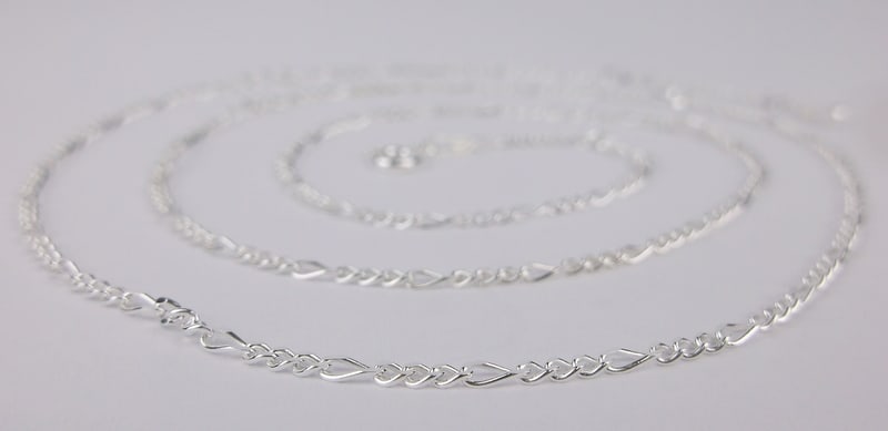 New Italian Sterling Silver Figaro Chain Necklace 24" (1 of 2)