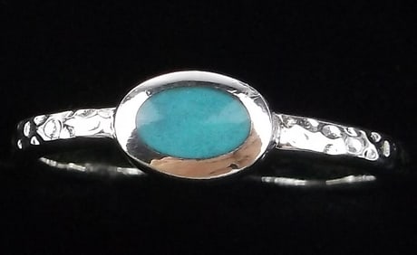 New Thick Sterling Silver Turquoise Ring 6.75