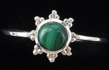 New Sterling Silver Malachite Snowflake Ring 8