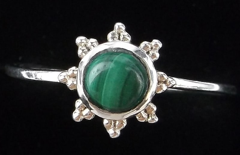 New Sterling Silver Malachite Snowflake Ring 8 (1 of 2)
