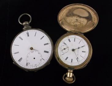 2 Antique 1800s Pocket Watch Lot Fortuna Geneve Dubois Repair