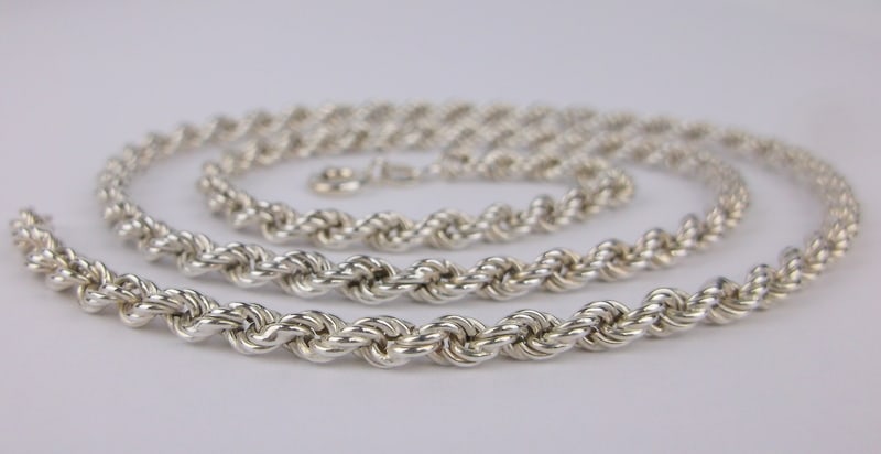 Mint Vintage Italian Sterling Silver Rope Chain Necklace 20" (1 of 2)