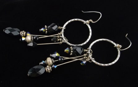 Stunning Vintage Sterling Silver Crystal Drop Earrings