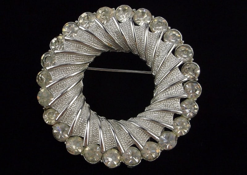 Mint Vintage 1960s Big BSK Rhinestone Circular Brooch: Mint Condition, In Like New Condition, Perfect