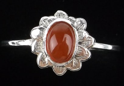 New Sterling Silver Orange Calcite Ring 8.5