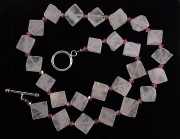 Mint Vintage Sterling Silver Rose Quartz Necklace 18"
