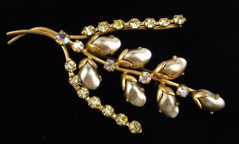 Mint Antique 1940s Austria Crystal Brooch