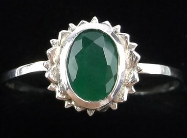 New Sterling Silver Green Chalcedony Sun Ring 7