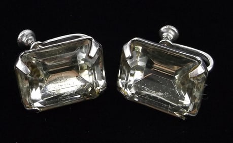 Mint Vintage Big 1930s Sterling Silver Earrings