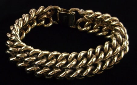 Mint Antique 1950s Berge Brass Chain Bracelet 7.75 Heavy