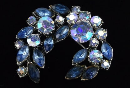 Mint Antique 1950s Aurora Borealis Rhinestone Brooch