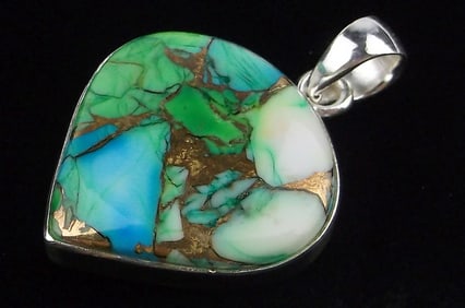 New Thick Big Sterling Silver Peacock Dahlia Pendant