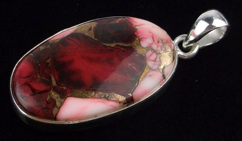 New Thick Big Sterling Silver Red Rose Dahlia Pendant