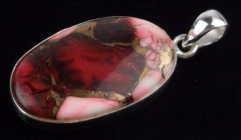 New Thick Big Sterling Silver Red Rose Dahlia Pendant (1 of 3)