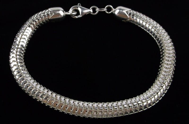 New Vint Big Italian Sterling Silver Soft Chain Bracelet 9" (1 of 4)