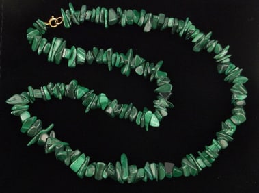 Mint Vint 1960s 9kt Gold Malachite Necklace 16"
