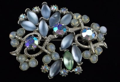 Stunning Vintage 1960s Florenza Aurora Borealis Brooch
