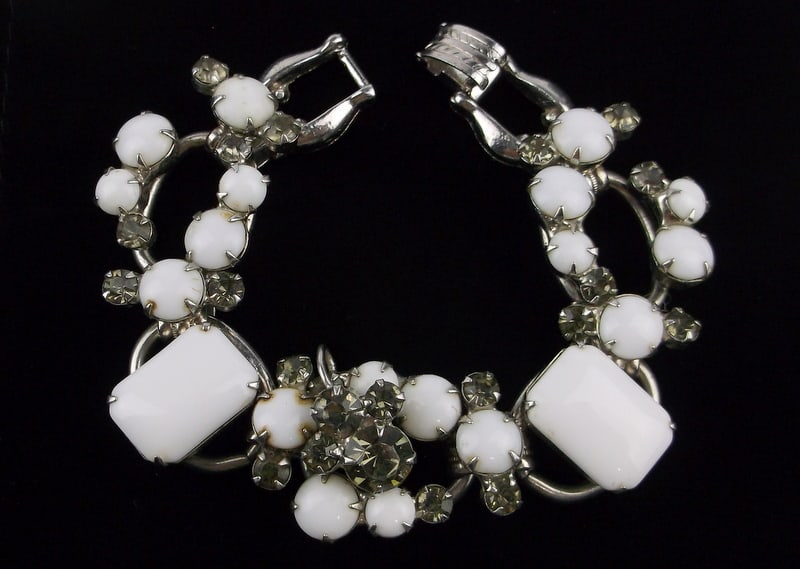 Mint Big Antique Designer 1950s Rhinestone Bracelet 7.25" (1 of 4)