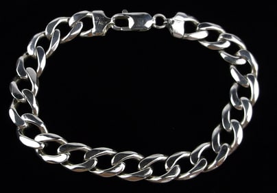 Mint Vint Heavy Macys Sterling Silver Cuban Chain Bracelet 8.25" Big