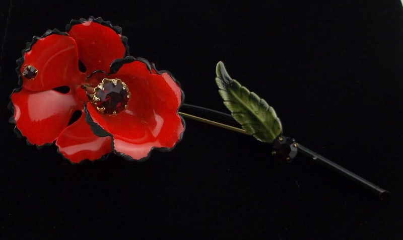 Mint Big Vint 1960s Francoise Paris Runway Rose Brooch Rhinestone (1 of 5)