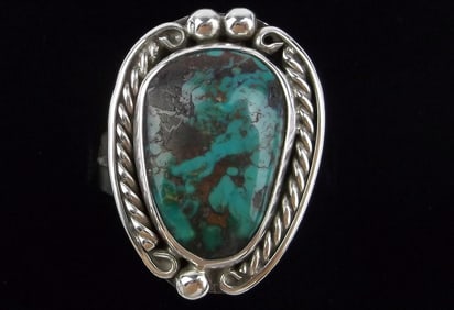 Mint Big 1970s Navajo Sterling Silver Turquoise Mens Ring 11