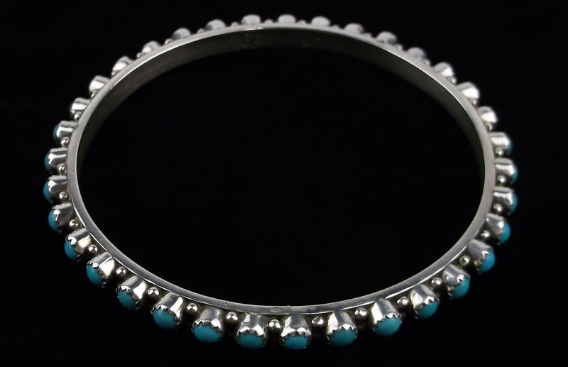 Mint Navajo Gaynell Parkhurst Sterling Turquoise Surround Bracelet (1 of 8)