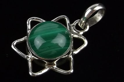New Sterling Silver Malachite Sun Pendant