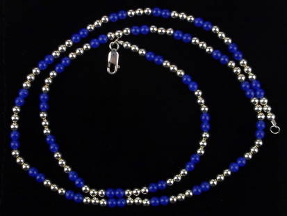 New Vintage Sterling Silver Blue Chalcedony Chain Necklace 24": Solid Sterling Silver Guaranteed, in Brand New Never Worn Condition.