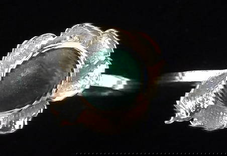 New Sterling Silver Malachite Flower Ring 8: Solid Sterling Silver Guaranteed, in Brand New Never Worn Condition.