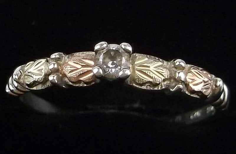New Vint Sterling Silver 12kt Black Hills Gold Ring 9.25 Engagement (1 of 3)