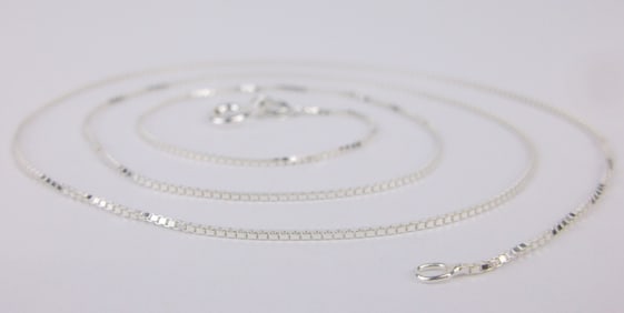 New Italian Sterling Silver Box Chain Necklace 20"