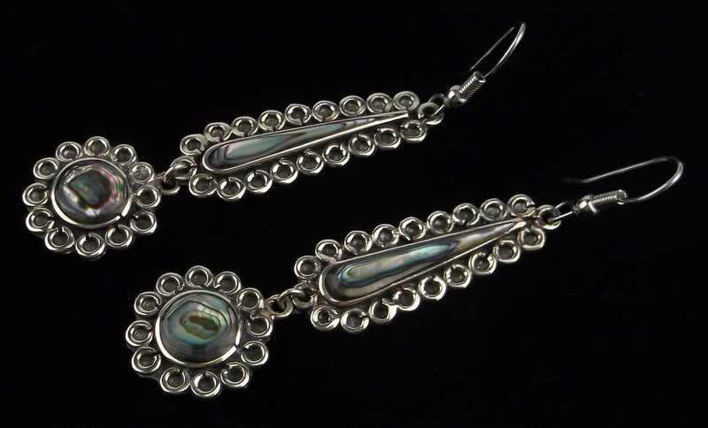 Stunning Vintage Long Abalone Drop Sway Earrings (1 of 3)