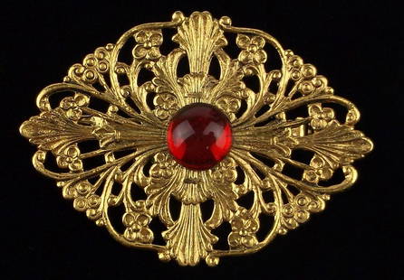 Mint Vintage 1960s Ruby Red Rhinestone Brooch: Mint Condition, In Like New Condition, Perfect